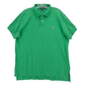 POLO RALPH LAUREN Green Mesh Polo Shirt Custom Fit 100% Cotton Size XXl